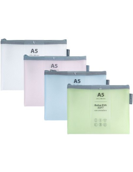 C 20 BOLSAS ZIPPER BAG CREMALLERA A5 COLORES MATE SURTIDOS