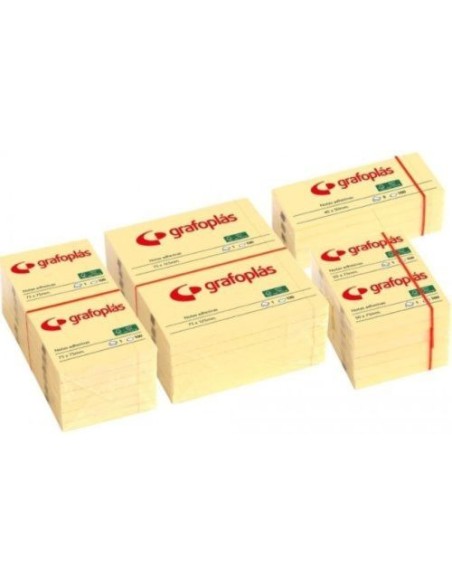 Pack 12 bloc notas adhesivas 40x50mm amarillas grafoplas
