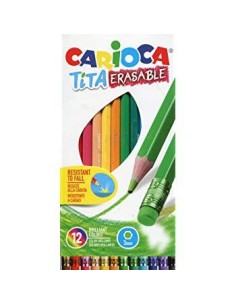 CARIOCA LÁPICES DE COLORES TITA CON GOMA - CAJA DE 12 COLORES