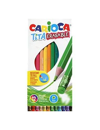 CARIOCA LÁPICES DE COLORES TITA CON GOMA - CAJA DE 12 COLORES