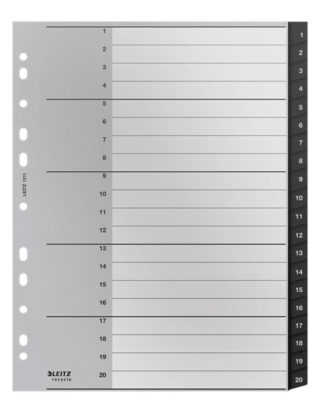 12110000 lengüeta de índice Separador en blanco con pestaña Polipropileno (PP) Negro, Blanco Pack 10 Unid