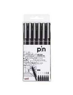 UNIBALL ESTUCHE MARCADOR PERMANENTE NEGRO PIN-200(S)/6P CALIBRADOS -6U- 234609000 Pack 10 Unid.
