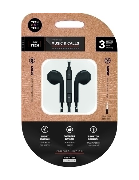 AURICULARES TECHONE BOTON MINI JACK NEGR