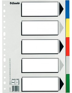 Bolsa separadores a4 multitaladro con 5 pestanas de colores pvc esselte