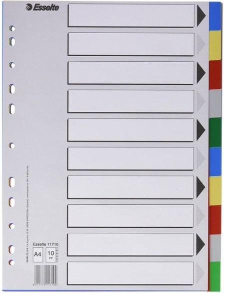 Bolsa separadores a4 multitaladro con 10 pestanas de colores esselte Bolsa separadores a4 multitaladro con 10 pestanas de colores esselte