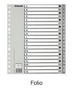 Bolsa separadores indice abc folio multitaladro polipropileno 125 micras