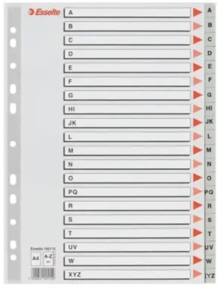 Bolsa separadores indice abc a4 multitaladro polipropileno 125 micras