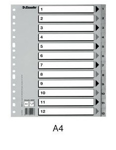 Bolsa indices numericos 1 12 a4 multitaladro polipropileno 125 micras