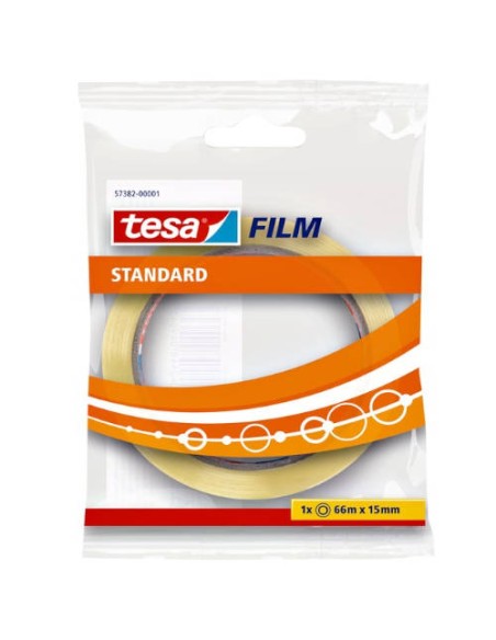 CINTA ADHESIVA STANDARD 15MM.X66M.EN BOLSITA TRANSPARENTE TESA 57382-00001-01