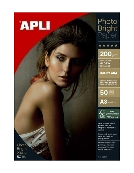 PAQ. 50H PAPEL APLI PHOTO BRIGHT 200G A3