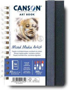 Cuaderno canson mix media artist 148x21 retrato 28h 300g grano fino
