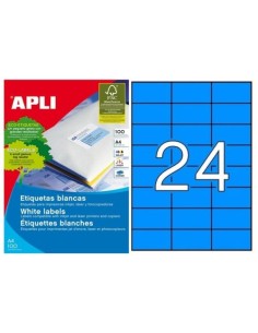 C 100 HOJAS ETIQUETAS COLOR AZUL FT IM 70X37 APLI