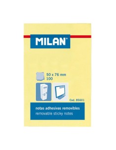 MILAN BLOC NOTAS ADHESIVAS 100 HOJAS 50X76MM AMARILLO -10U-