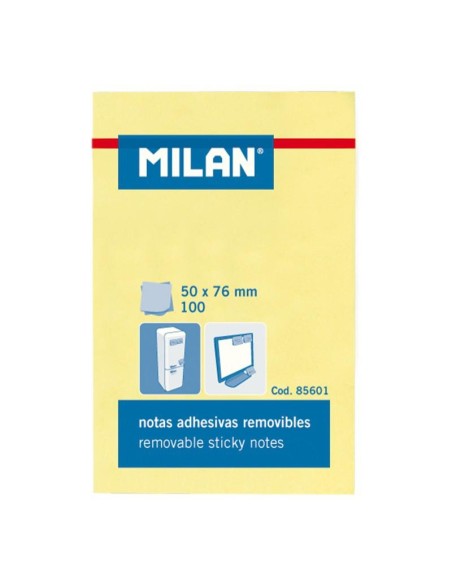 MILAN BLOC NOTAS ADHESIVAS 100 HOJAS 50X76MM AMARILLO -10U-