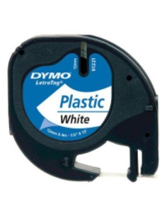 CINTA DYMO LETRATAG PLASTICO NEGRO BLANCO 12MMX4M