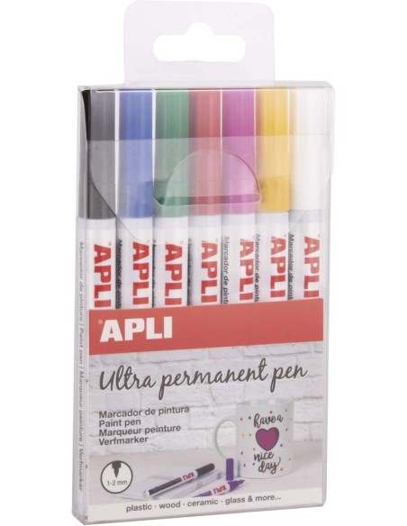 BLISTER 7 ROTULADORES PERMANENTES PUNTA FINA COL SURTIDOS