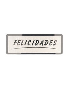 ROLLO 300 ETIQUETAS FELICIDADES STAMPING 50X18 PLATA