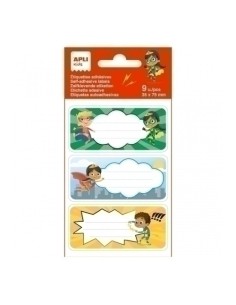 ETIQUETA ESCOLAR APLI 75x35 HEROES B/9 - Pack de 5 unidades