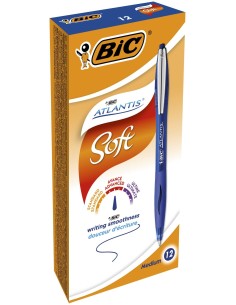 Atlantis Soft Azul Bolígrafo de punta retráctil con pulsador Medio 1 pieza(s) 9021322