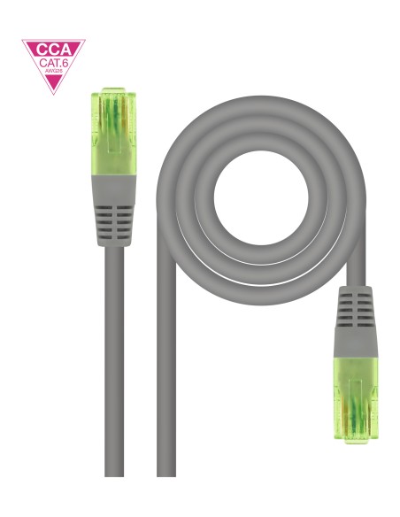 Cable de Red Latiguillo RJ45 CAT.6 UTP AWG26 CCA, Gris, 50 cm