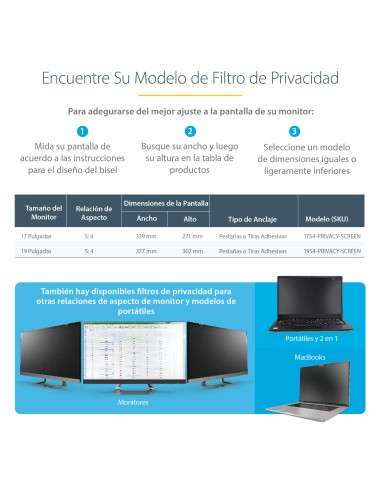Filtro de Privacidad de 19 Pulgadas 5:4 para Monitor - Pantalla de Privacidad Protector Anti Brillo - Anti Luz Azul con Reducci