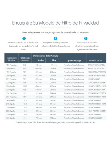 Filtro de Privacidad de 19,5 Pulgadas 16:9 para Monitor - Pantalla de Privacidad Protector Anti Brillo - Anti Luz Azul con Redu