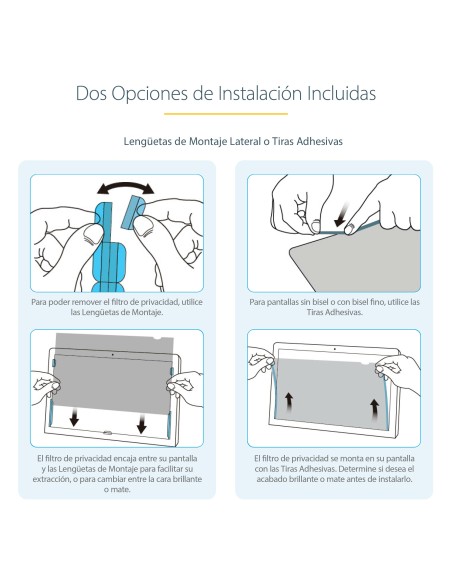 Filtro de Privacidad de 19,5 Pulgadas 16:9 para Monitor - Pantalla de Privacidad Protector Anti Brillo - Anti Luz Azul con Redu