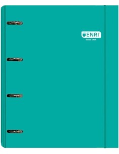 Carpebloc a4 4 anillas 35mm recambio 100 hojas 80 g 5 colores de banda color verde azulado