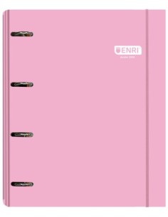 Carpebloc a4 4 anillas 35mm recambio 100 hojas 80 g 5 colores de banda color rosa enri