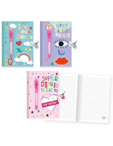 DIARIO C CANDADO Y BOLIGRADO TINTA INVISIBLE TOP SECRET
