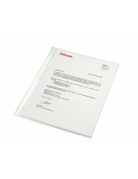 CAJA 100 FUNDAS POLIPROPILENO MULTITALADRO FORMATO A4 120 MICRAS 11 TALADROS CRISTAL ESSELTE 46104