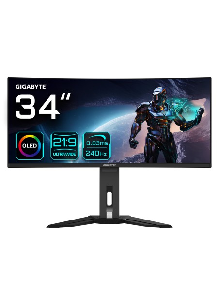 Monitor de juegos curvo OLED WQHD MO34WQC2 de 34 - 3440x1440 (WQHD), 240Hz, 0.03ms, KVM, 250 cd/m², FreeSync Premium Pro, Displ