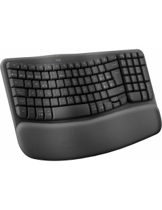 Wave Keys, teclado ergonómico inalámbrico con reposamanos acolchado, escritura cómoda y natural, Easy-Switch, Bluetooth, Logi Bo