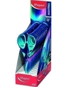 MAPED TIJERAS NIGHTFALL 16CM MULTICOLOR -EXPOSITOR- - Pack de 12 unidades