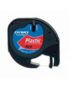 CINTA DYMO LETRATAG PLASTICO NEGRO ROJO 12MMX4M