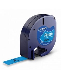 CINTA DYMO LETRATAG PLASTICO NEGRO AZUL 12MMX4M