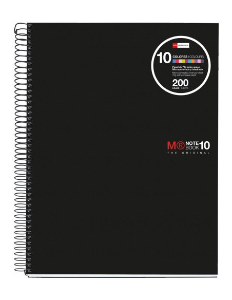 CUADERNO ESPIRAL NB-10 A4 200 HOJAS 5X5MM POLIPROPILENO NEGRO MIQUELRIUS 47009