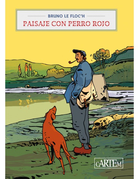 Paisaje con perro rojo