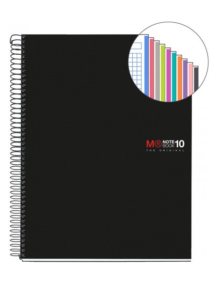 CUADERNO ESPIRAL NB-18 A5 200 HOJAS 5X5MM POLIPROPILENO NEGRO MIQUELRIUS 47044