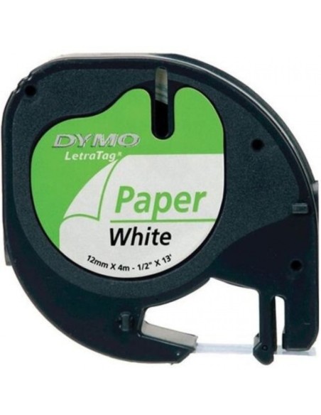 CINTA DYMO LETRATAG PAPEL NEGRO BLANCO 12MMX4M