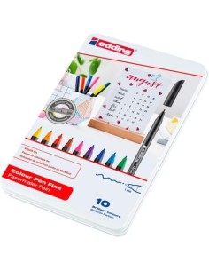 CAJA METALICA 10 ROTULADORES EDDING 1200 COLORES SURTIDOS