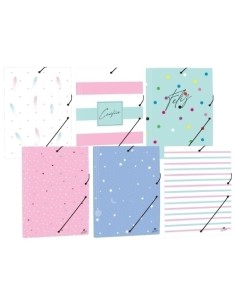 MARIOLA CARPETA C/GOMAS SOLAPAS FOLIO CARTÓN FORRADO PLASTIFICADO DISEÑOS SURTIDAO PASTEL