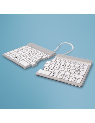 Teclado ergonómico R-Go Split Break con software de pausa, teclado dividido ergonómico, QWERTY (ES), bluetooth, blanco