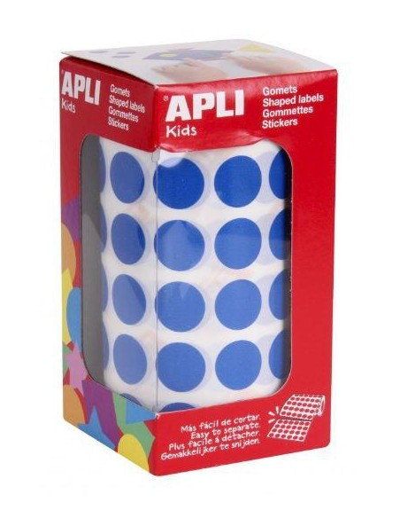 APLI GOMETS REDONDOS 15MM ROLLO AZUL -ROLLO 2832 UNIDADES-