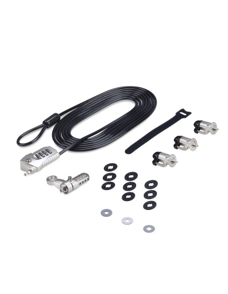 Juego de Candado para Ordenador de Sobremesa o Portátil y Periféricos - Cable de 3m de Acero - Candado Antirrobo - K-Slot - para
