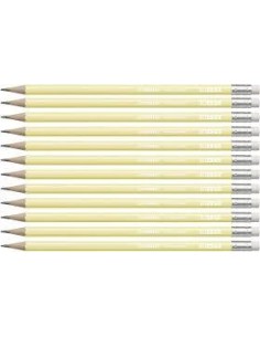 STABILO LAPIZ GRAFITO CON GOMA SWANO PASTEL AMARILLO -12U-