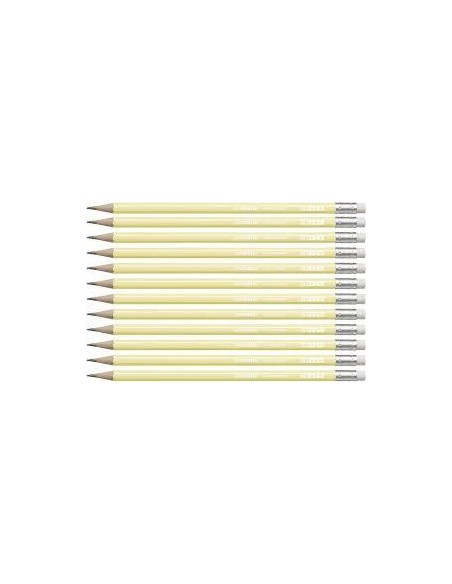 STABILO LAPIZ GRAFITO CON GOMA SWANO PASTEL AMARILLO -12U-