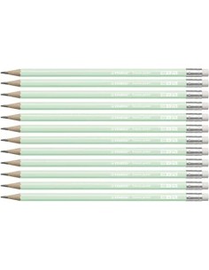 STABILO LAPIZ GRAFITO CON GOMA SWANO PASTEL VERDE -12U-
