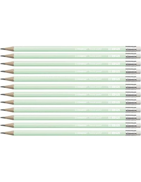 STABILO LAPIZ GRAFITO CON GOMA SWANO PASTEL VERDE -12U-