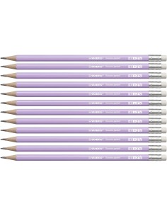 STABILO LAPIZ GRAFITO CON GOMA SWANO PASTEL LILA -12U-